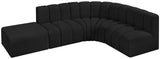 Arc Black Boucle Fabric Modular Sofa 102Black-S5C Meridian Furniture