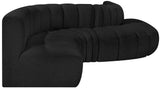 Arc Black Boucle Fabric Modular Sofa 102Black-S6A Meridian Furniture