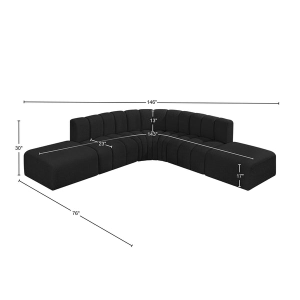 Arc Black Boucle Fabric Modular Sofa 102Black-S6C Meridian Furniture