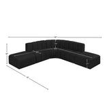 Arc Black Boucle Fabric Modular Sofa 102Black-S6C Meridian Furniture