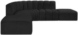 Arc Black Boucle Fabric Modular Sofa 102Black-S6C Meridian Furniture