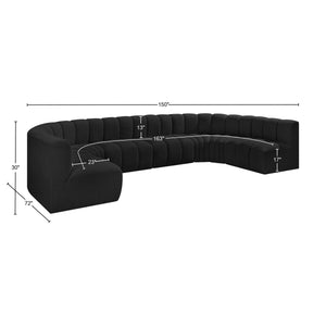 Arc Black Boucle Fabric Modular Sofa 102Black-S8A Meridian Furniture