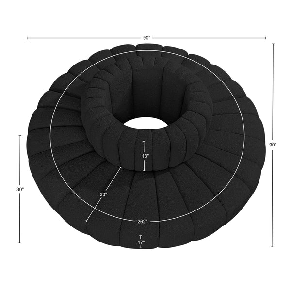 Arc Black Boucle Fabric Modular Sofa 102Black-S8D Meridian Furniture