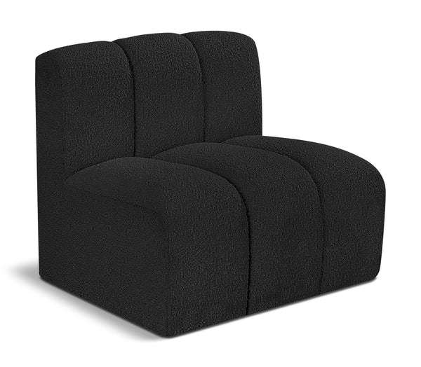 Arc Black Boucle Fabric Straight Chair 102Black-ST Meridian Furniture
