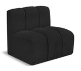 Arc Black Boucle Fabric Straight Chair 102Black-ST Meridian Furniture