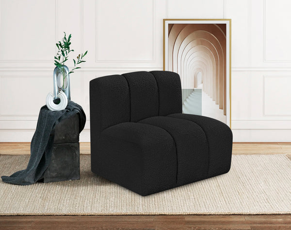 Arc Black Boucle Fabric Straight Chair 102Black-ST Meridian Furniture