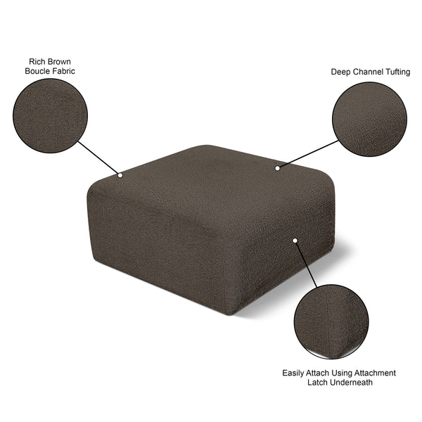 Arc Brown Boucle Fabric Ottoman 102Brown-Ott Meridian Furniture