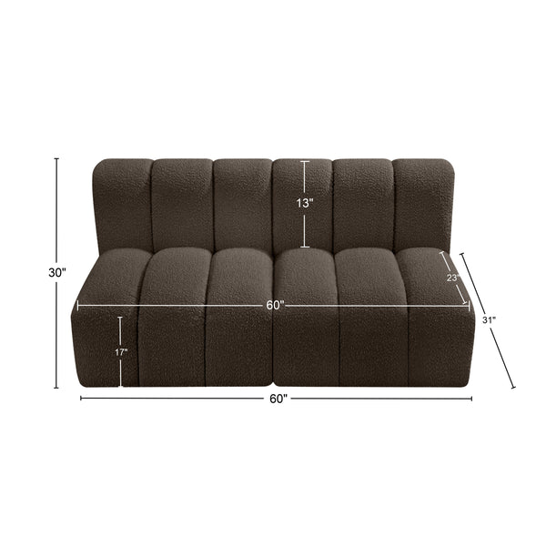 Arc Brown Boucle Fabric Modular Sofa 102Brown-S2A Meridian Furniture