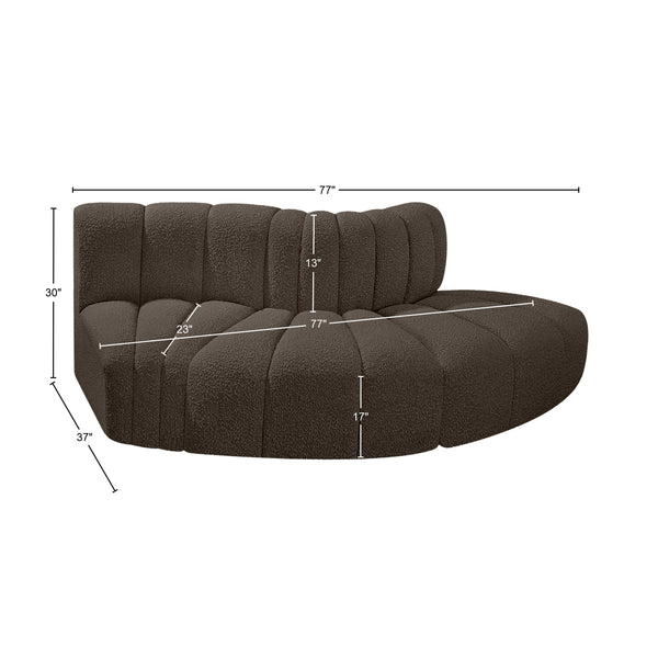 Arc Brown Boucle Fabric Modular Sofa 102Brown-S3E Meridian Furniture