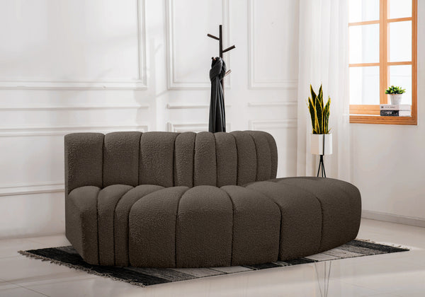 Arc Brown Boucle Fabric Modular Sofa 102Brown-S3E Meridian Furniture