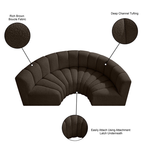 Arc Brown Boucle Fabric Modular Sofa 102Brown-S4C Meridian Furniture
