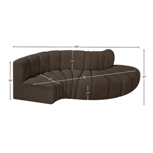 Arc Brown Boucle Fabric Modular Sofa 102Brown-S4D Meridian Furniture