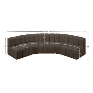 Arc Brown Boucle Fabric Modular Sofa 102Brown-S5A Meridian Furniture