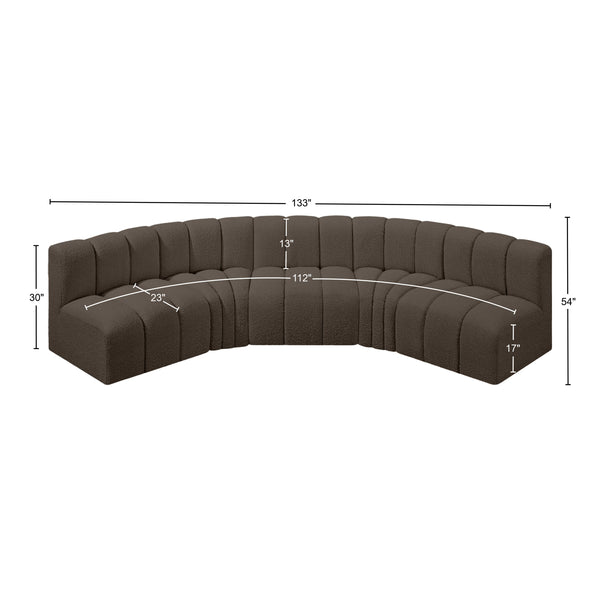 Arc Brown Boucle Fabric Modular Sofa 102Brown-S5A Meridian Furniture