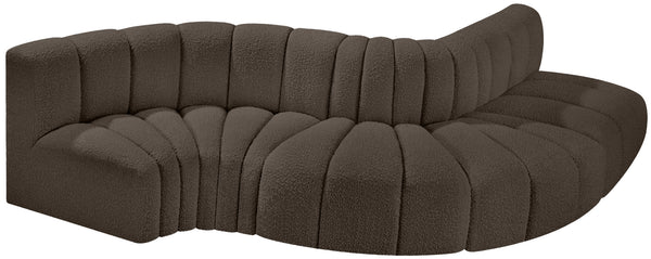Arc Brown Boucle Fabric Modular Sofa 102Brown-S5B Meridian Furniture