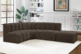 Arc Brown Boucle Fabric Modular Sofa 102Brown-S5C Meridian Furniture