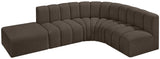 Arc Brown Boucle Fabric Modular Sofa 102Brown-S5C Meridian Furniture