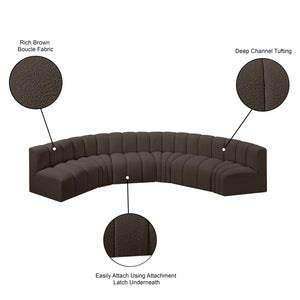 Arc Brown Boucle Fabric Modular Sofa 102Brown-S6B Meridian Furniture