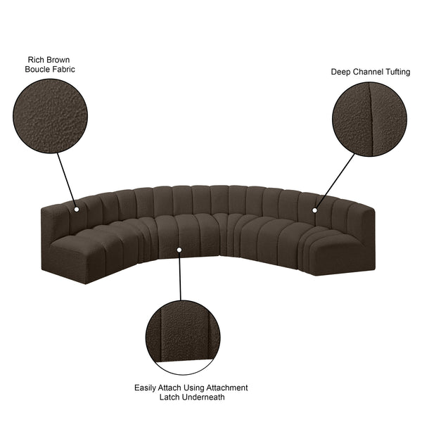 Arc Brown Boucle Fabric Modular Sofa 102Brown-S6B Meridian Furniture
