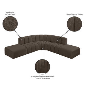 Arc Brown Boucle Fabric Modular Sofa 102Brown-S6C Meridian Furniture
