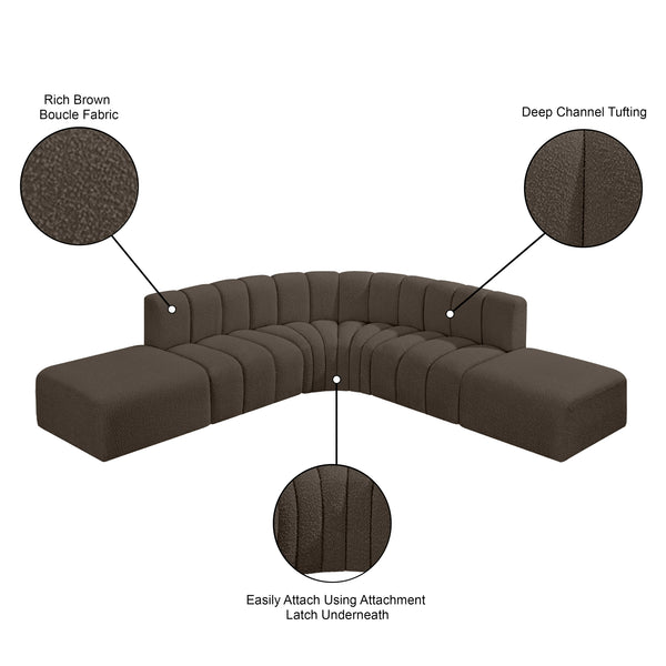 Arc Brown Boucle Fabric Modular Sofa 102Brown-S6C Meridian Furniture