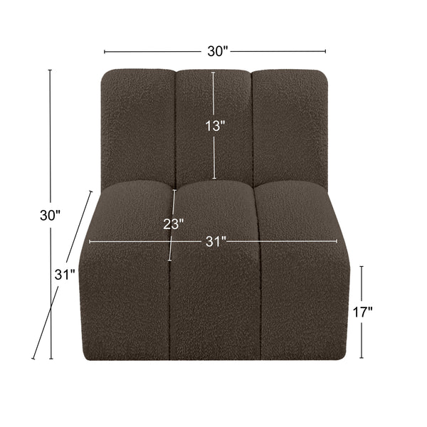 Arc Brown Boucle Fabric Straight Chair 102Brown-ST Meridian Furniture