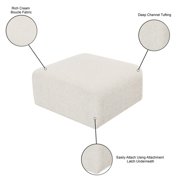 Arc Cream Boucle Fabric Ottoman 102Cream-Ott Meridian Furniture