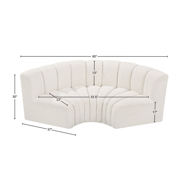 Arc Cream Boucle Fabric Modular Sofa 102Cream-S3C Meridian Furniture