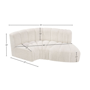 Arc Cream Boucle Fabric Modular Sofa 102Cream-S3D Meridian Furniture