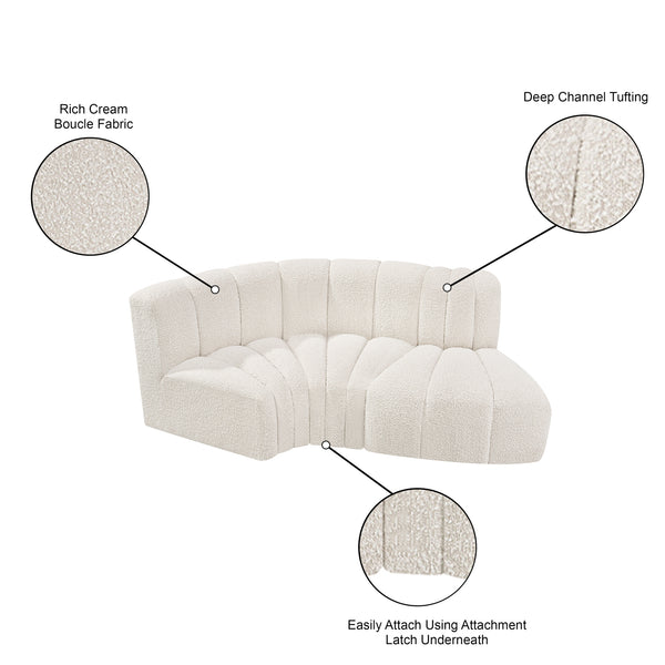 Arc Cream Boucle Fabric Modular Sofa 102Cream-S3D Meridian Furniture