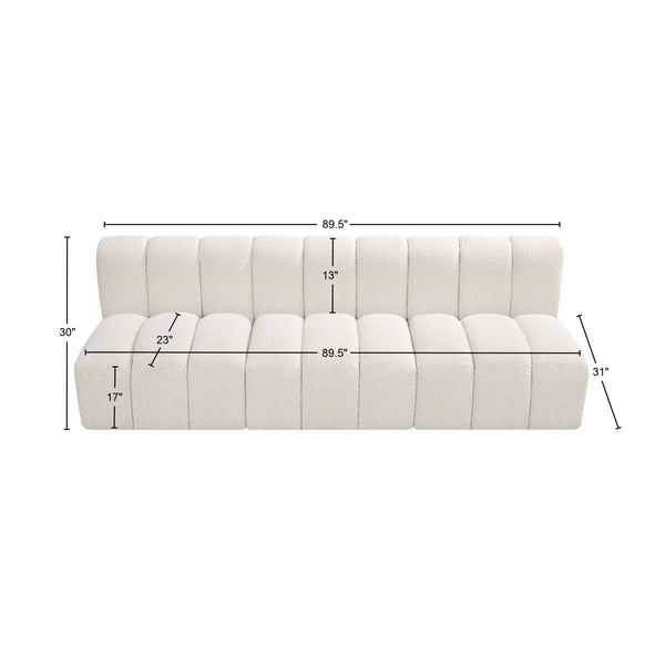 Arc Cream Boucle Fabric Modular Sofa 102Cream-S3F Meridian Furniture