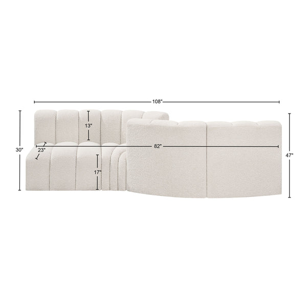 Arc Cream Boucle Fabric Modular Sofa 102Cream-S4A Meridian Furniture