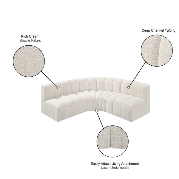 Arc Cream Boucle Fabric Modular Sofa 102Cream-S4B Meridian Furniture