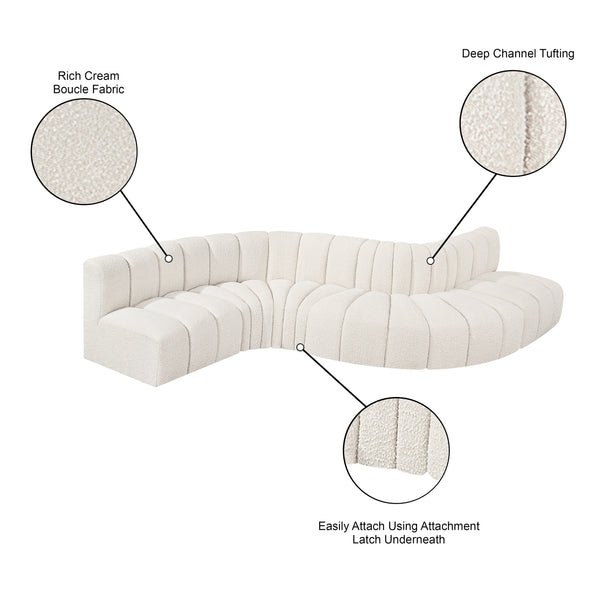 Arc Cream Boucle Fabric Modular Sofa 102Cream-S6A Meridian Furniture