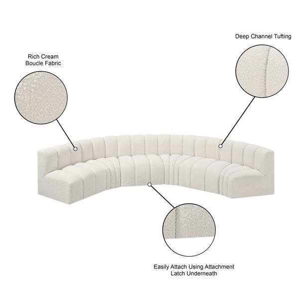 Arc Cream Boucle Fabric Modular Sofa 102Cream-S6B Meridian Furniture