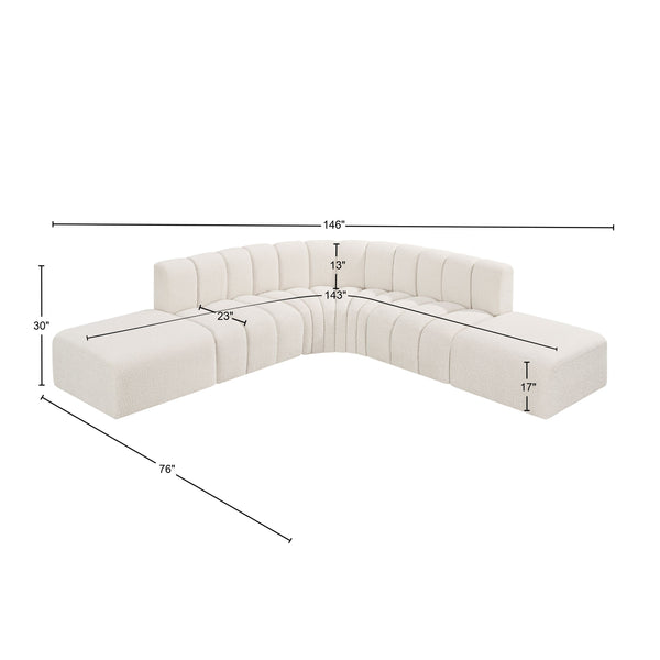 Arc Cream Boucle Fabric Modular Sofa 102Cream-S6C Meridian Furniture