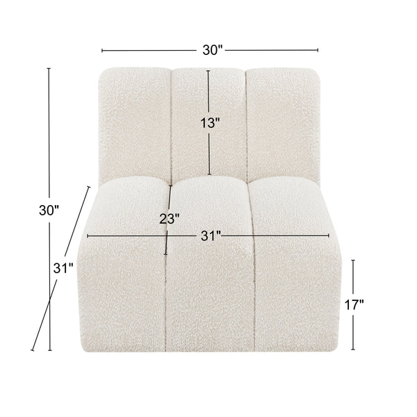 Arc Cream Boucle Fabric Straight Chair 102Cream-ST Meridian Furniture