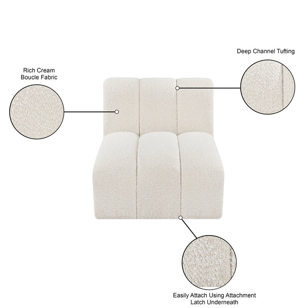 Arc Cream Boucle Fabric Straight Chair 102Cream-ST Meridian Furniture