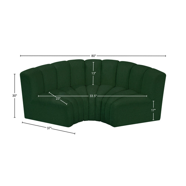 Arc Green Boucle Fabric Modular Sofa 102Green-S3C Meridian Furniture