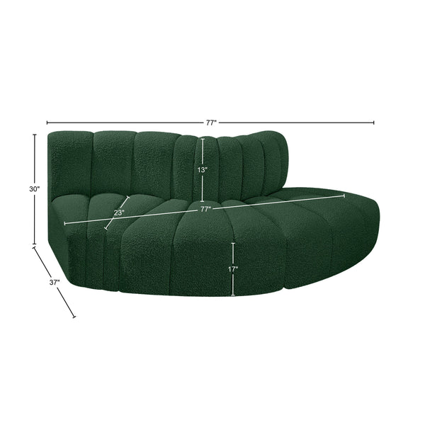 Arc Green Boucle Fabric Modular Sofa 102Green-S3E Meridian Furniture