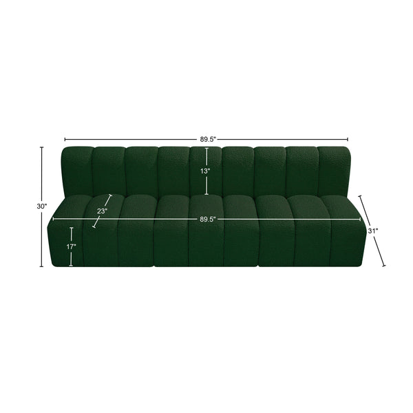Arc Green Boucle Fabric Modular Sofa 102Green-S3F Meridian Furniture