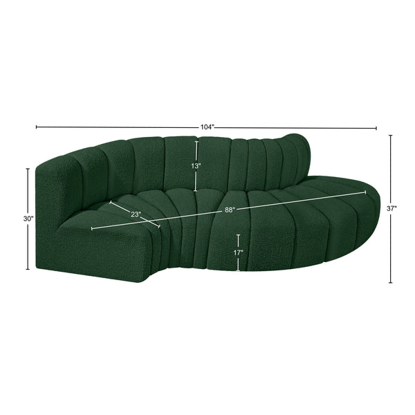 Arc Green Boucle Fabric Modular Sofa 102Green-S4D Meridian Furniture