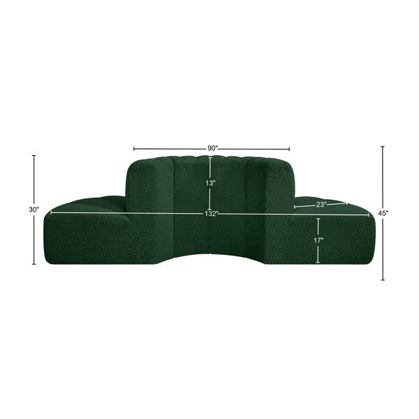 Arc Green Boucle Fabric Modular Sofa 102Green-S4G Meridian Furniture
