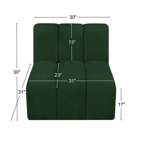 Arc Green Boucle Fabric Straight Chair 102Green-ST Meridian Furniture