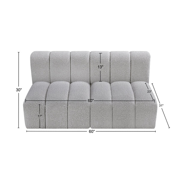 Arc Grey Boucle Fabric Modular Sofa 102Grey-S2A Meridian Furniture