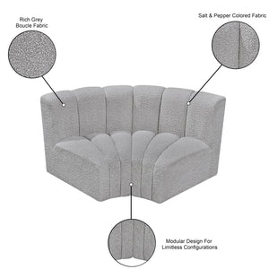 Arc Grey Boucle Fabric Modular Sofa 102Grey-S2B Meridian Furniture