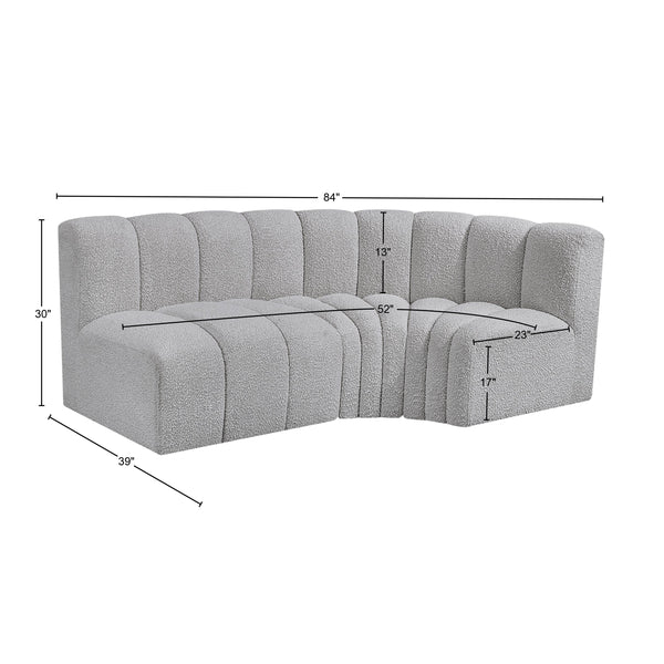 Arc Grey Boucle Fabric Modular Sofa 102Grey-S3A Meridian Furniture