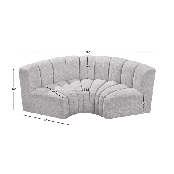 Arc Grey Boucle Fabric Modular Sofa 102Grey-S3C Meridian Furniture