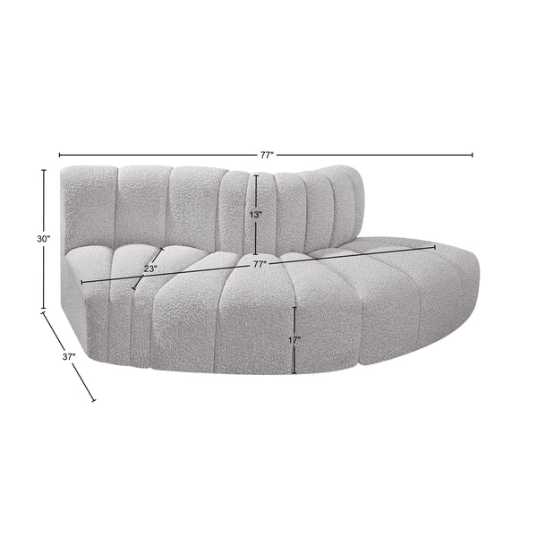 Arc Grey Boucle Fabric Modular Sofa 102Grey-S3E Meridian Furniture