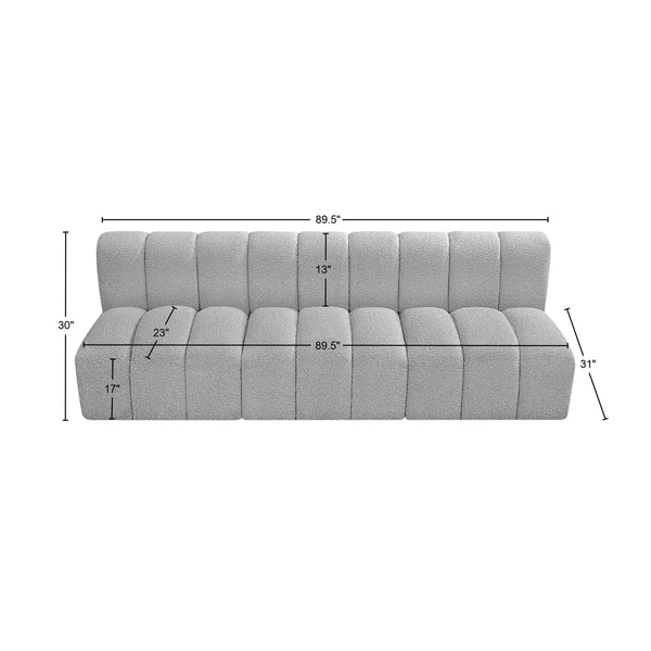 Arc Grey Boucle Fabric Modular Sofa 102Grey-S3F Meridian Furniture